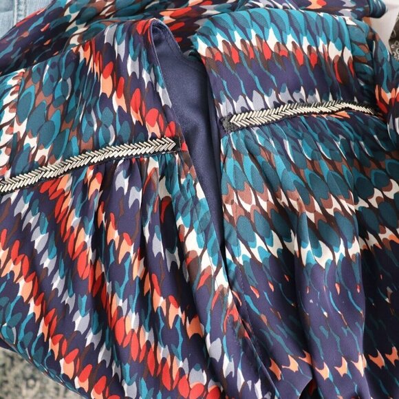 Cato Plus Size 22/24 Dress V-Neck Multicolor Formal Maxi Chevron Bead Detail - Picture 5 of 16